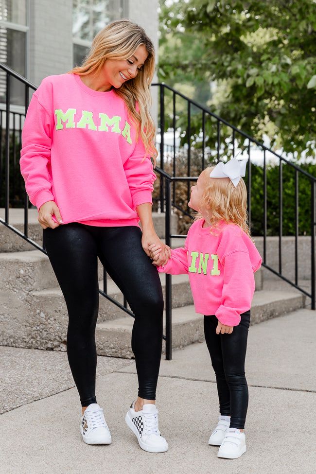 Mama Neon Chenille Patch Safety Pink Graphic Sweatshirt FINAL SALE sold by Pink Lily product image thumbnail 2