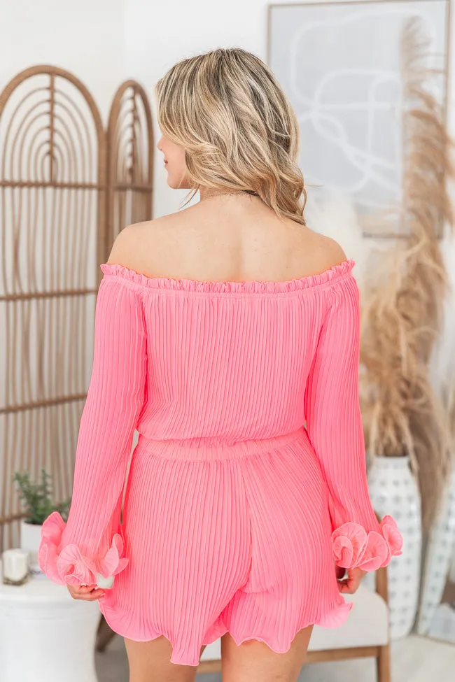 Sunset Surfing Hot Pink Romper Off The Shoulder Romper FINAL SALE sold by Pink Lily product image thumbnail 4