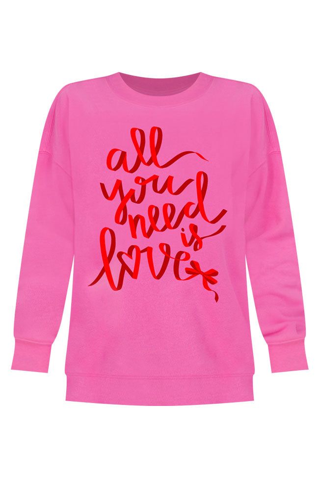 All You Need Is Love Pink Oversized Graphic Sweatshirt sold by Pink Lily product image thumbnail 3