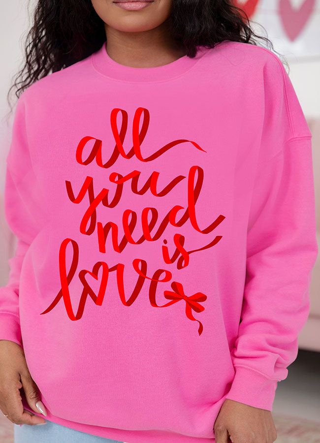 All You Need Is Love Pink Oversized Graphic Sweatshirt sold by Pink Lily product image thumbnail 2