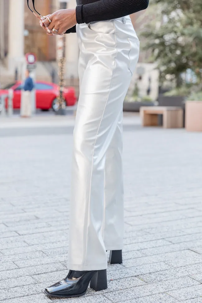 Share Your Thoughts Silver Metallic Straight Leg Pants FINAL SALE sold by Pink Lily product image thumbnail 3
