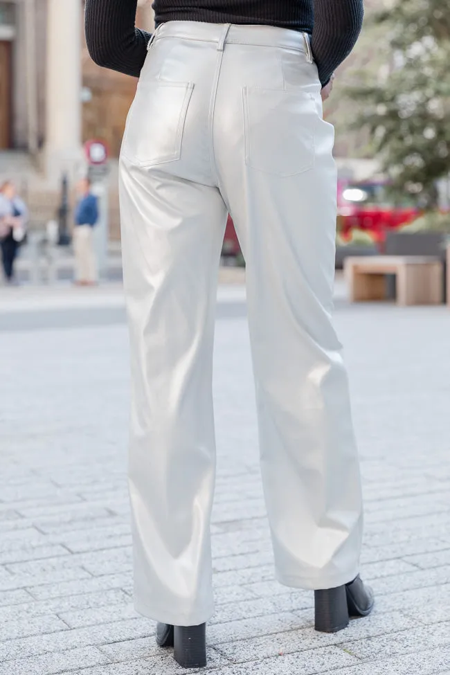 Share Your Thoughts Silver Metallic Straight Leg Pants FINAL SALE sold by Pink Lily product image thumbnail 4