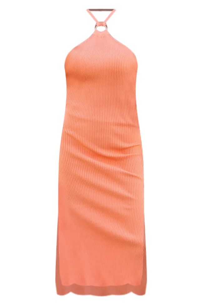 Sweet Wish Orange Ring Link Halter Knit Midi Dress FINAL SALE sold by Pink Lily product image thumbnail 5