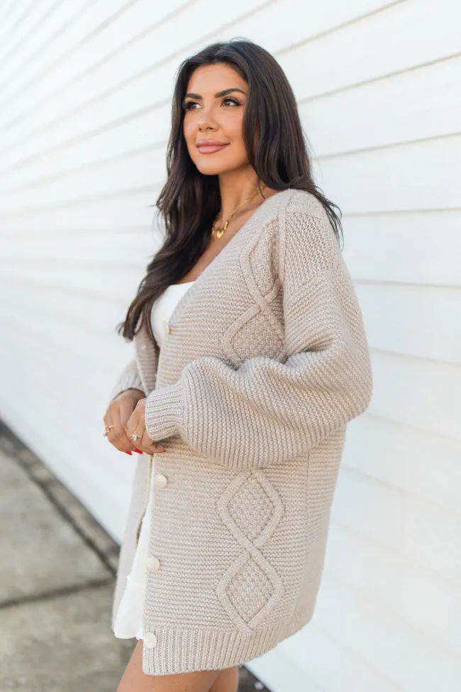 On My Mind Beige Cable Knit Cardigan FINAL SALE sold by Pink Lily product image thumbnail 3