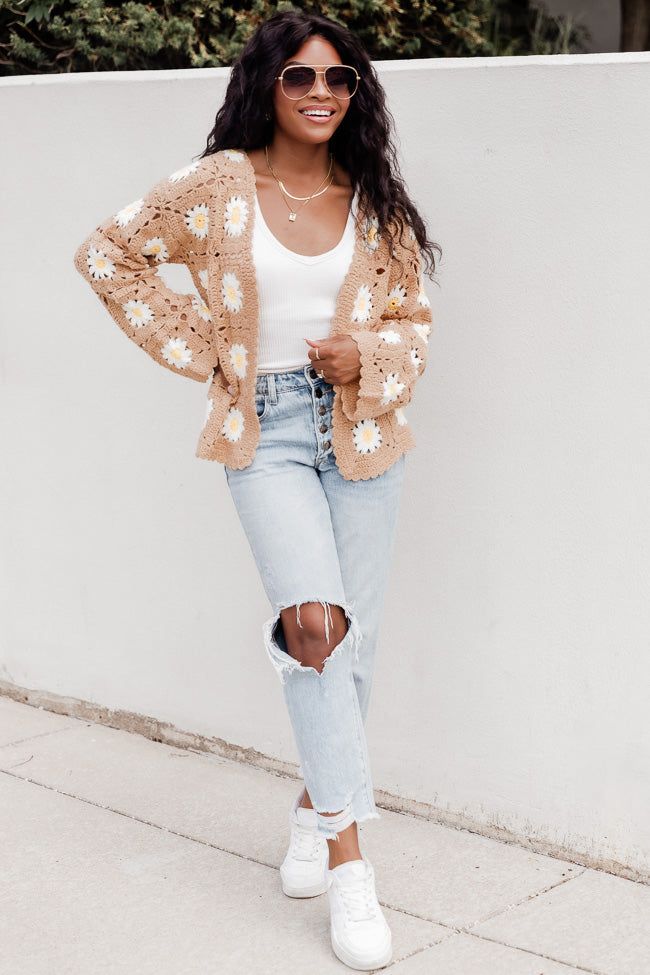 Only Moving Forward Taupe Crochet Cardigan sold by Pink Lily product image thumbnail 2