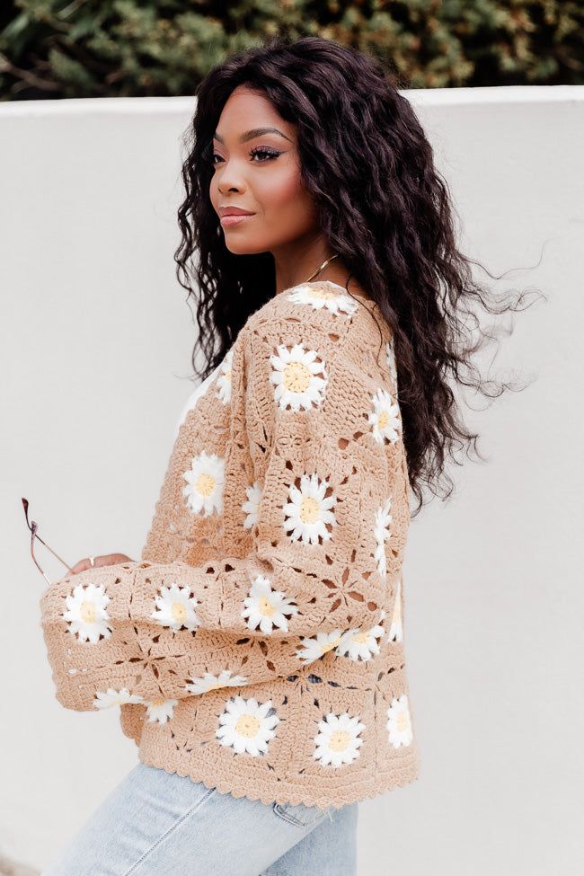 Only Moving Forward Taupe Crochet Cardigan sold by Pink Lily product image thumbnail 3