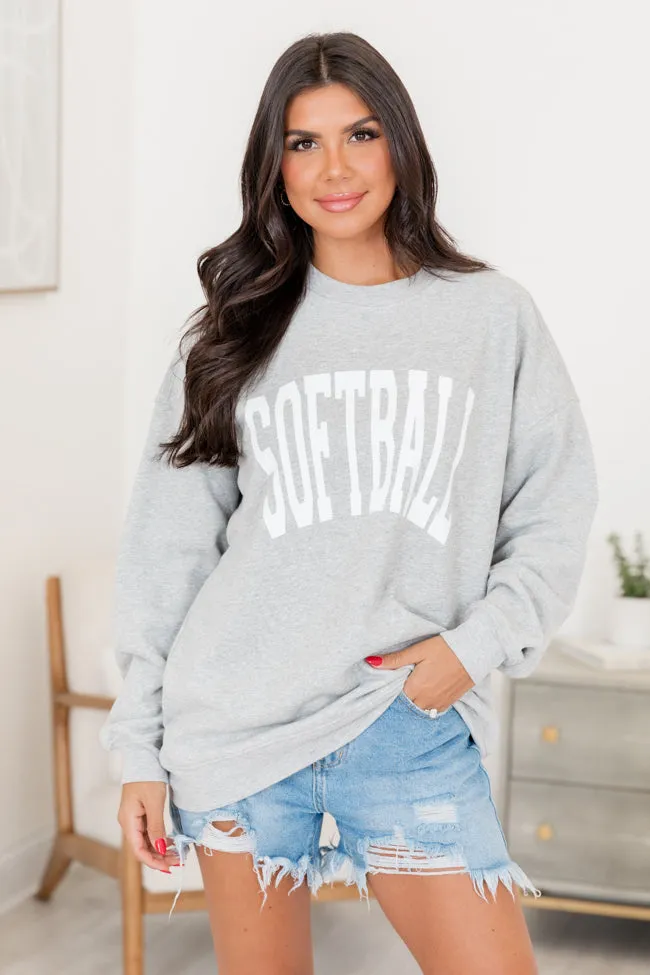 Softball Block Light Grey Oversized Graphic Sweatshirt sold by Pink Lily product image thumbnail 4