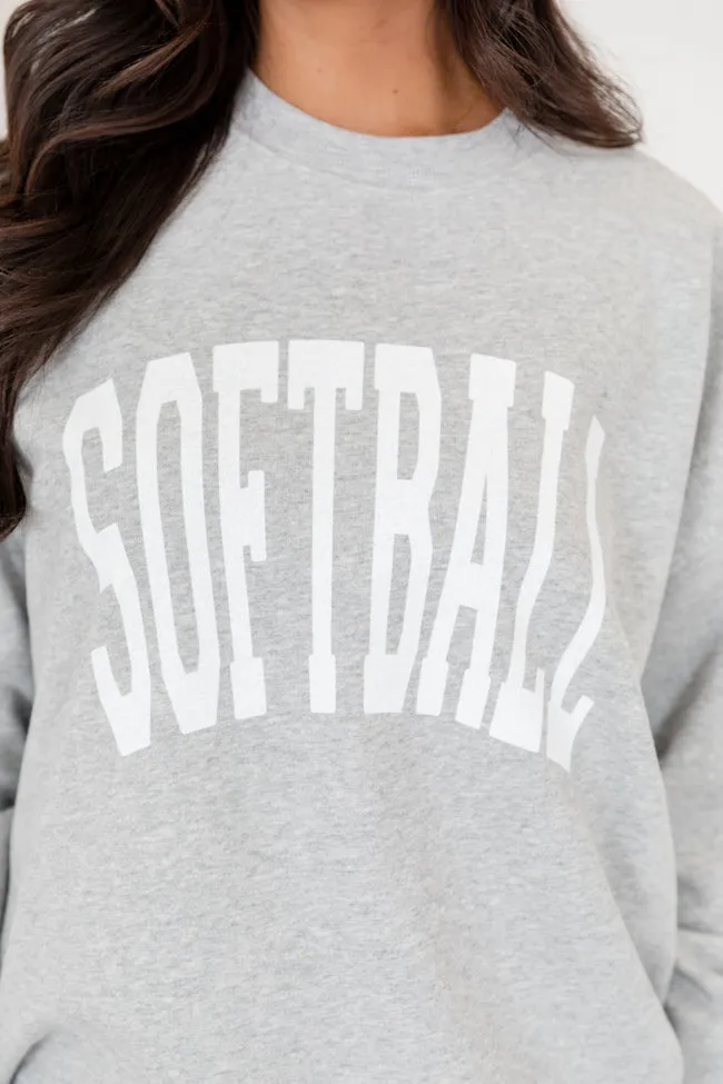 Softball Block Light Grey Oversized Graphic Sweatshirt sold by Pink Lily product image thumbnail 3