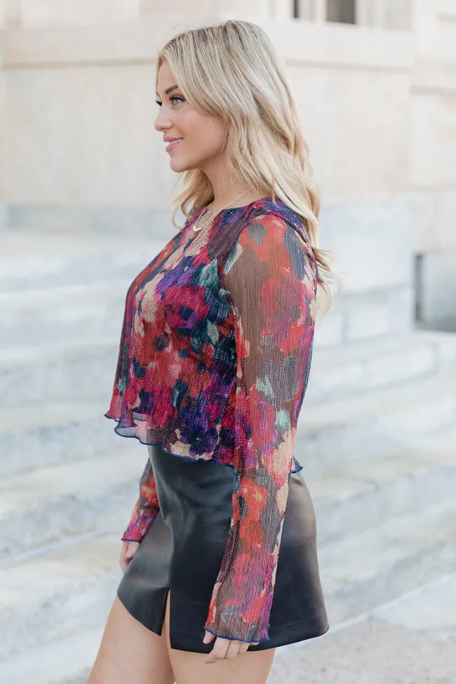 You're My Fave Shimmer Floral Print Blouse FINAL SALE sold by Pink Lily product image thumbnail 4