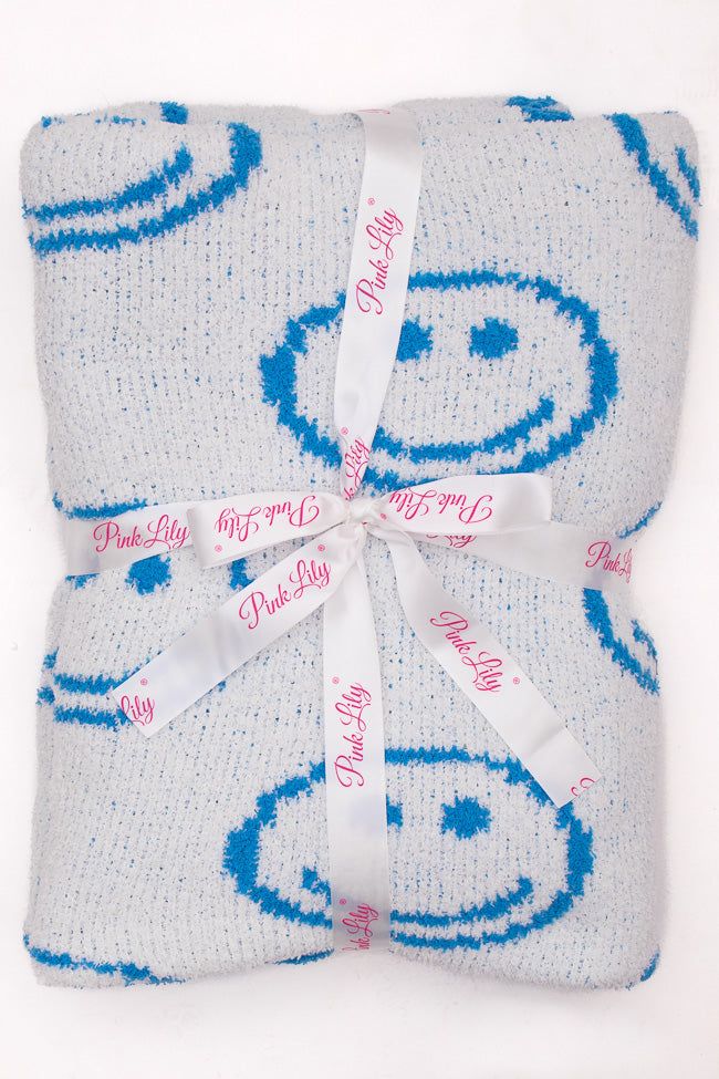 Make Me Believe Blue Smiley Blanket sold by Pink Lily product image thumbnail 6