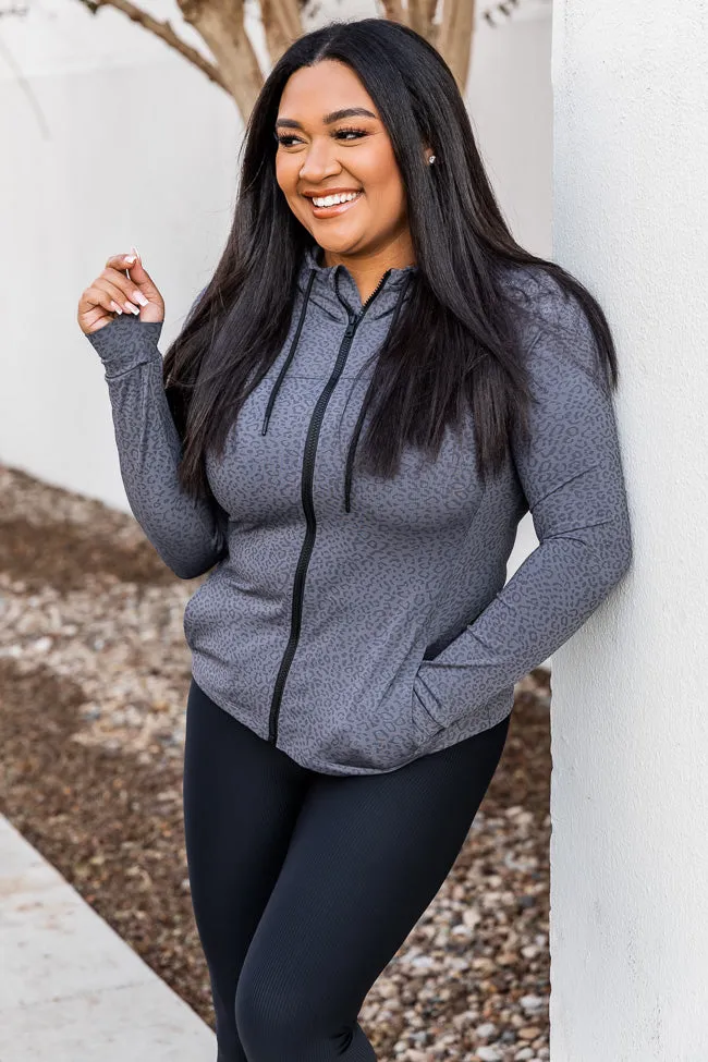 Hold The Position Grey Leopard Print Active Jacket FINAL SALE sold by Pink Lily product image thumbnail 3