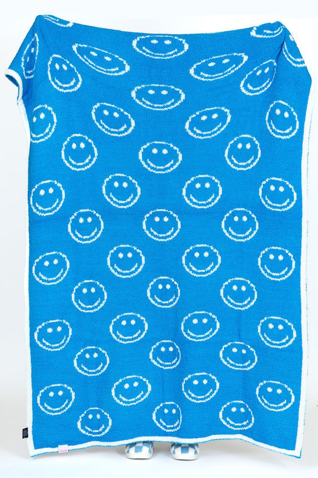 Make Me Believe Blue Smiley Blanket sold by Pink Lily product image thumbnail 3