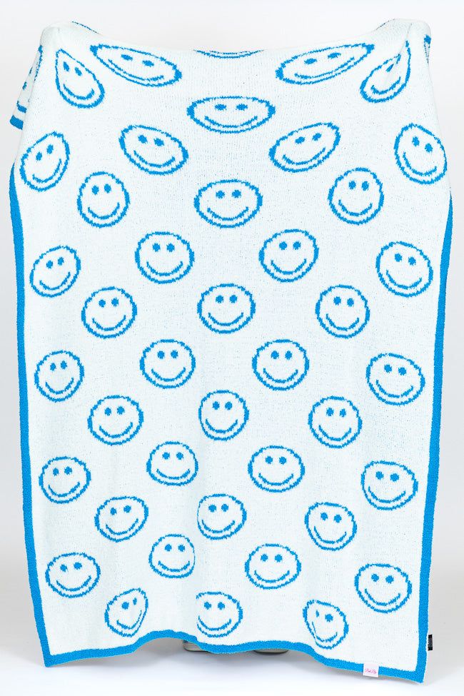 Make Me Believe Blue Smiley Blanket sold by Pink Lily product image thumbnail 4