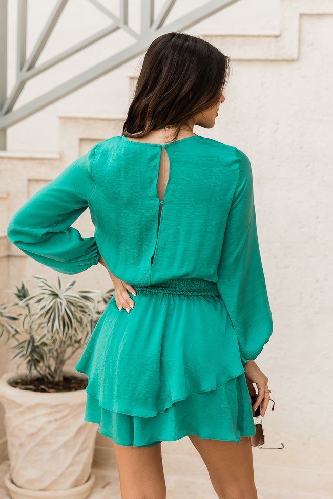Holding It Down Green Smocked Waist Satin Romper FINAL SALE sold by Pink Lily product image thumbnail 5