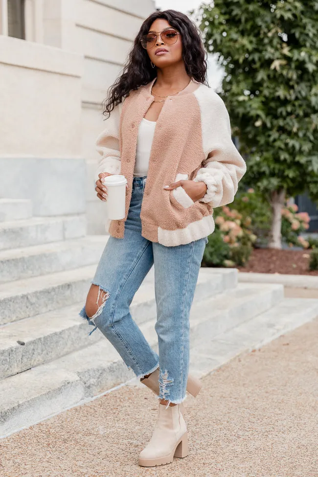 Say It Again Cream Sherpa Bomber Varsity Jacket FINAL SALE sold by Pink Lily product image thumbnail 2