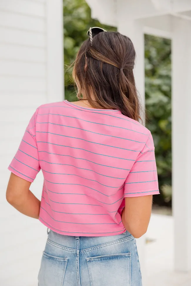 Easy Way Out Pink and Blue Striped Crop Tee sold by Pink Lily product image thumbnail 4