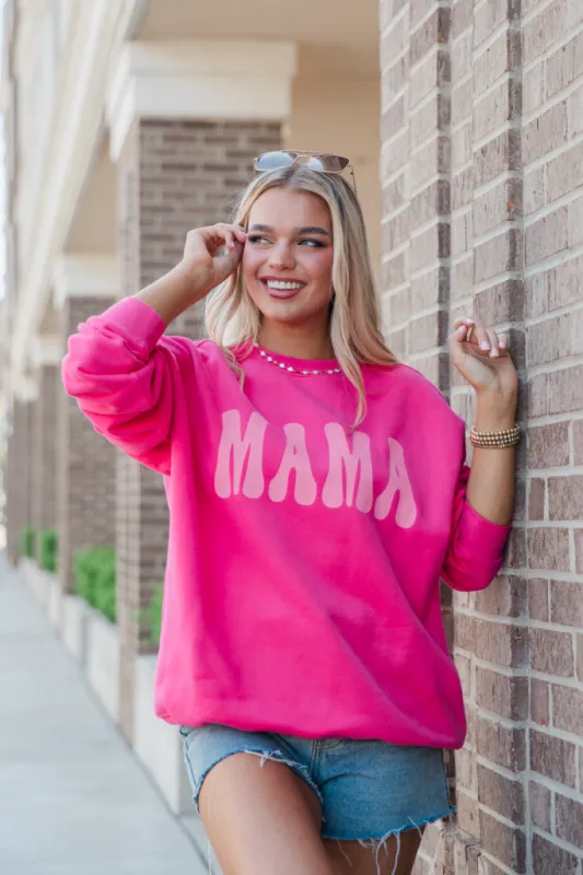 Mama Pink Hot Pink Oversized Graphic Sweatshirt sold by Pink Lily