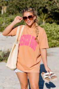 Beach Bum Clay Oversized Graphic Tee sold by Pink Lily