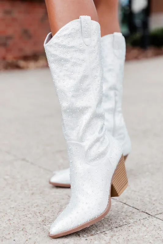 Kim Silver Sparkle Cowboy Boot FINAL SALE made by Pink Lily
