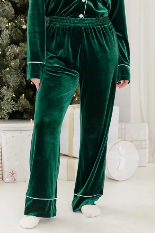 Asking Again Green Velvet Lounge Pants FINAL SALE sold by Pink Lily