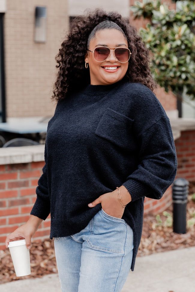 Never Wanna Go Black Pocketed Oversized Sweater sold by Pink Lily product image thumbnail 9