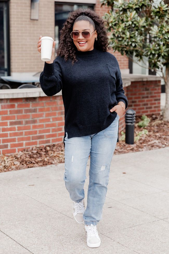 Never Wanna Go Black Pocketed Oversized Sweater sold by Pink Lily product image thumbnail 8