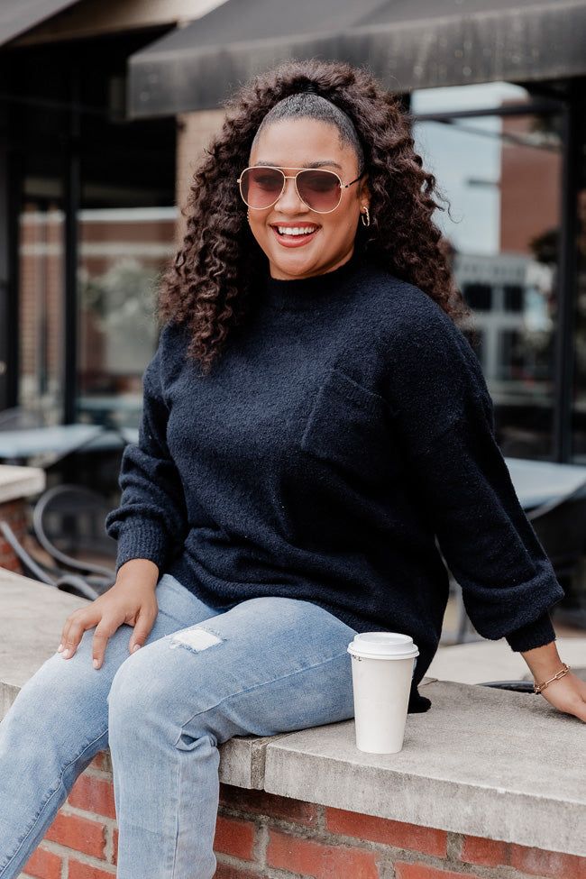 Never Wanna Go Black Pocketed Oversized Sweater sold by Pink Lily product image thumbnail 6