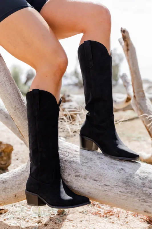 Charlotte Black Leather Cowboy Boots FINAL SALE sold by Pink Lily