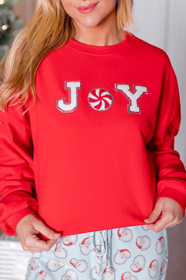 Joy Chenille Patch Red Oversized Graphic Sweatshirt FINAL SALE sold by Pink Lily product image thumbnail 3