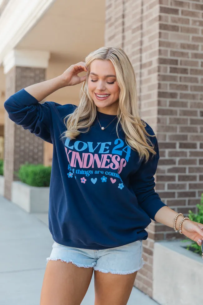 Love Kindness 2024 Navy Oversized Graphic Sweatshirt sold by Pink Lily product image thumbnail 4