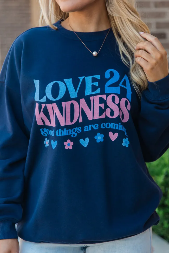 Love Kindness 2024 Navy Oversized Graphic Sweatshirt sold by Pink Lily product image thumbnail 3