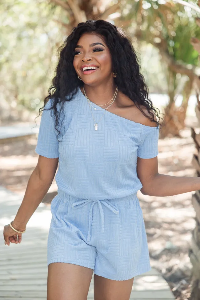 New Horizons Blue Terry Cloth Romper FINAL SALE sold by Pink Lily