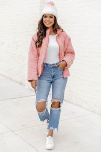 Easy To Believe Mauve Quilted Jacket FINAL SALE sold by Pink Lily