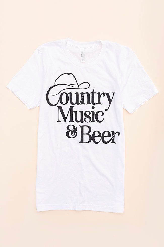 Country Music And Beer White Graphic Tee SALE sold by Pink Lily product image thumbnail 5