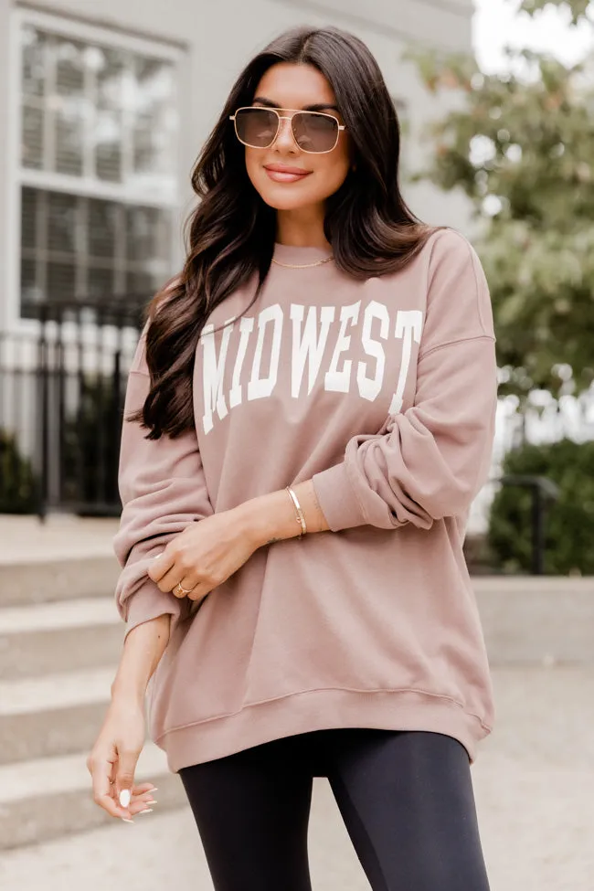 Midwest Mocha Oversized Graphic Sweatshirt sold by Pink Lily