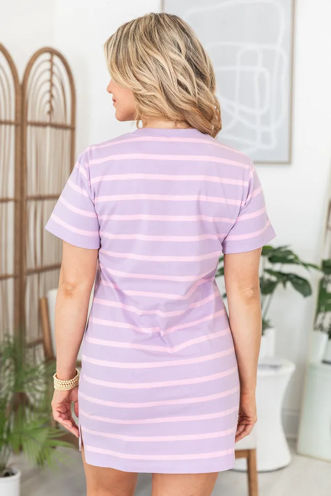 Never A Dull Moment Purple and Pink Striped T-Shirt Dress FINAL SALE sold by Pink Lily product image thumbnail 4