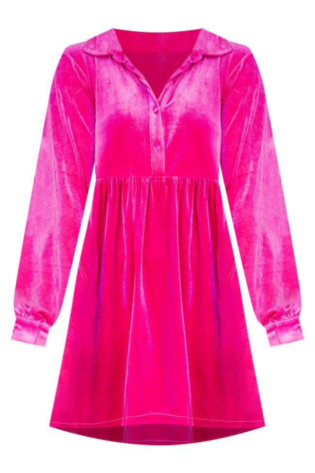 Everything's New Pink Velvet Collared Long Sleeve Mini Dress FINAL SALE sold by Pink Lily product image thumbnail 10