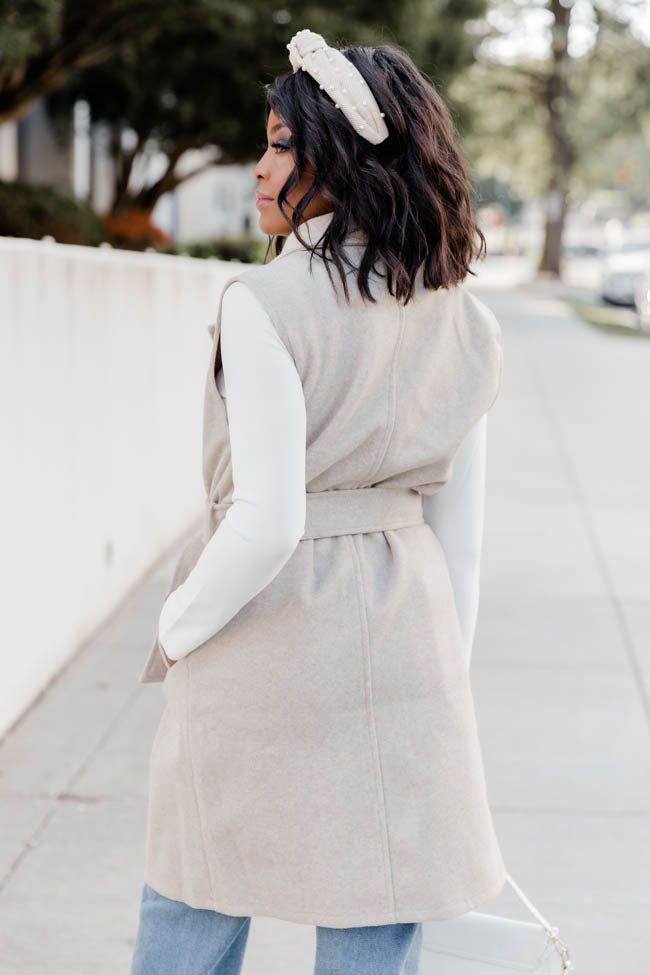 Doing Great Things Oatmeal Fleece Blend Vest sold by Pink Lily product image thumbnail 5