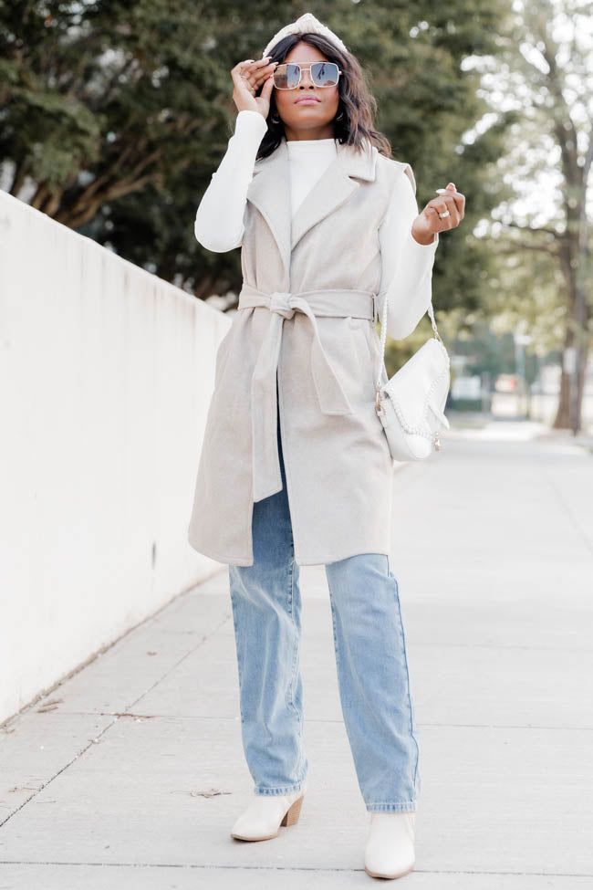 Doing Great Things Oatmeal Fleece Blend Vest sold by Pink Lily product image thumbnail 2