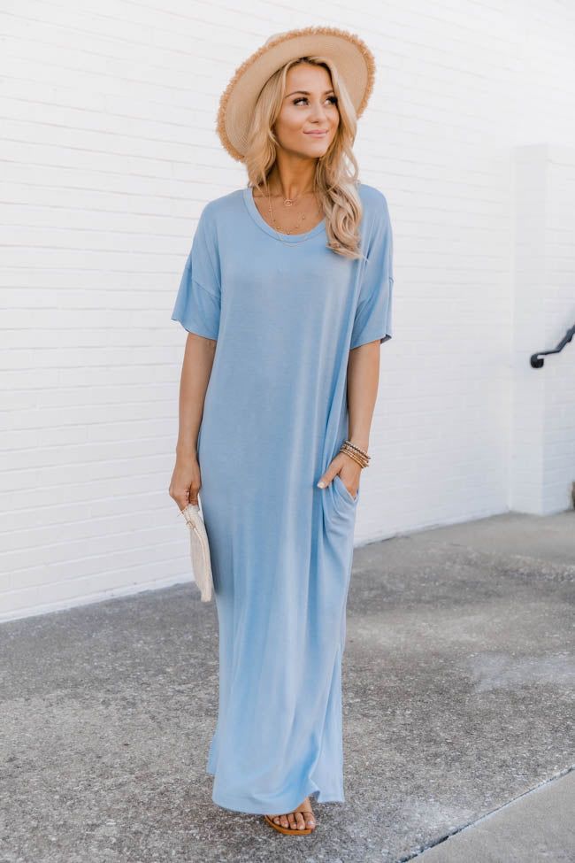 Simple Melody Midi Blue T-Shirt Dress FINAL SALE sold by Pink Lily product image thumbnail 2