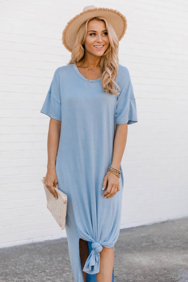 Simple Melody Midi Blue T-Shirt Dress FINAL SALE sold by Pink Lily product image thumbnail 3