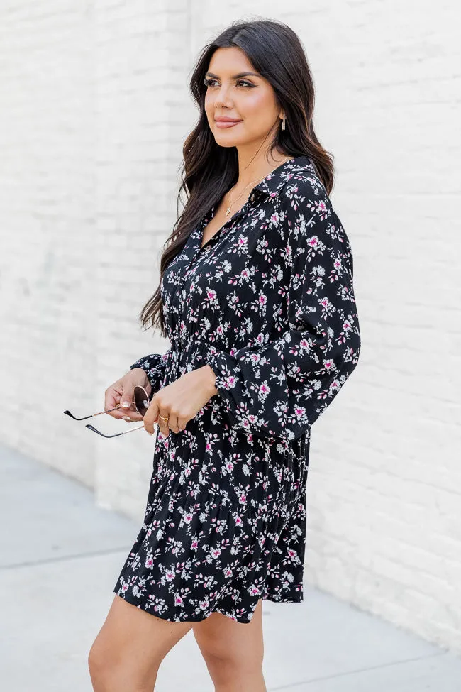 A Different World Black Floral Shirt Dress FINAL SALE sold by Pink Lily product image thumbnail 4