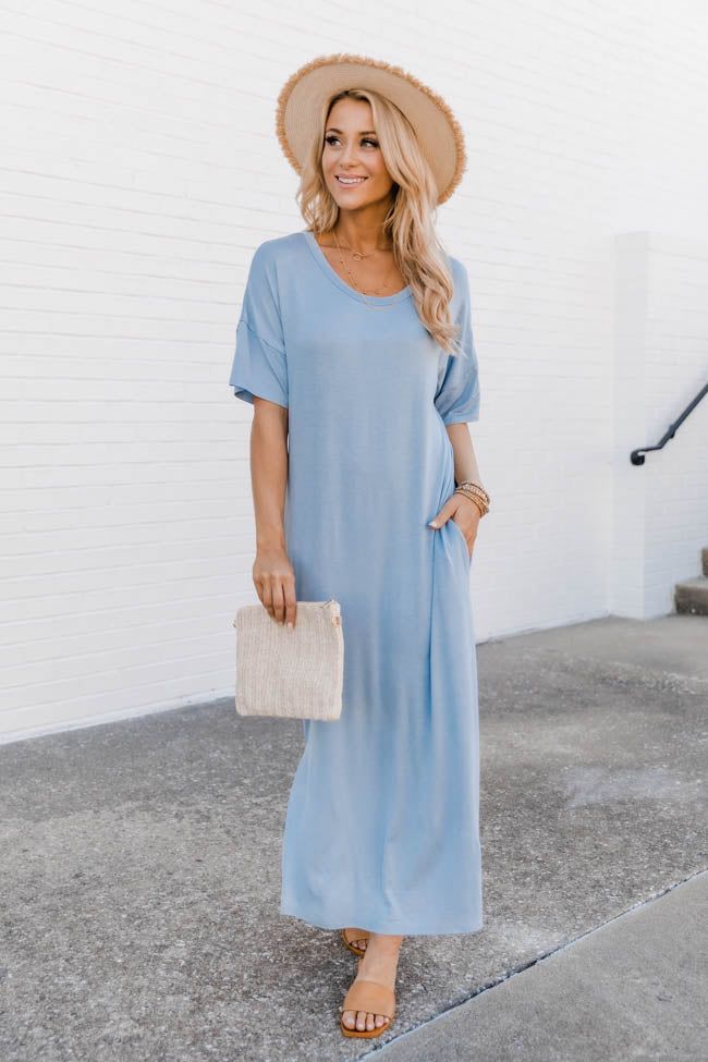 Simple Melody Midi Blue T-Shirt Dress FINAL SALE sold by Pink Lily product image thumbnail 4