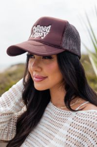 Tanned and Tipsy Brown Trucker Hat sold by Pink Lily