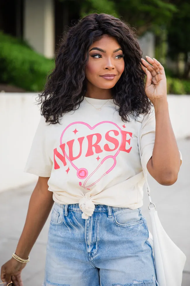 Nurse Stethoscope Ivory Oversized Graphic Tee sold by Pink Lily