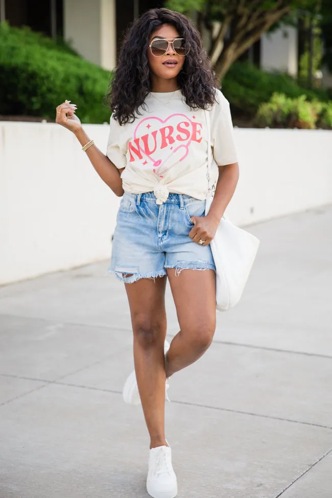 Nurse Stethoscope Ivory Oversized Graphic Tee sold by Pink Lily product image thumbnail 2