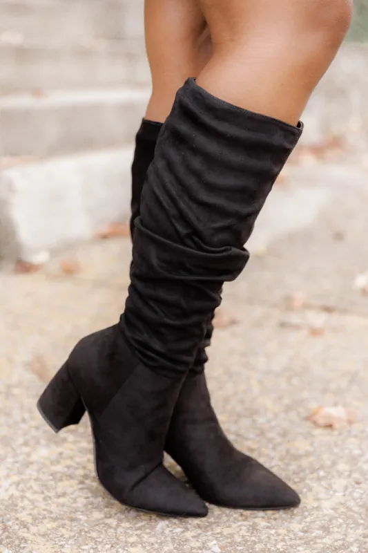 Sloane Black Block Heel Tall Boots FINAL SALE sold by Pink Lily