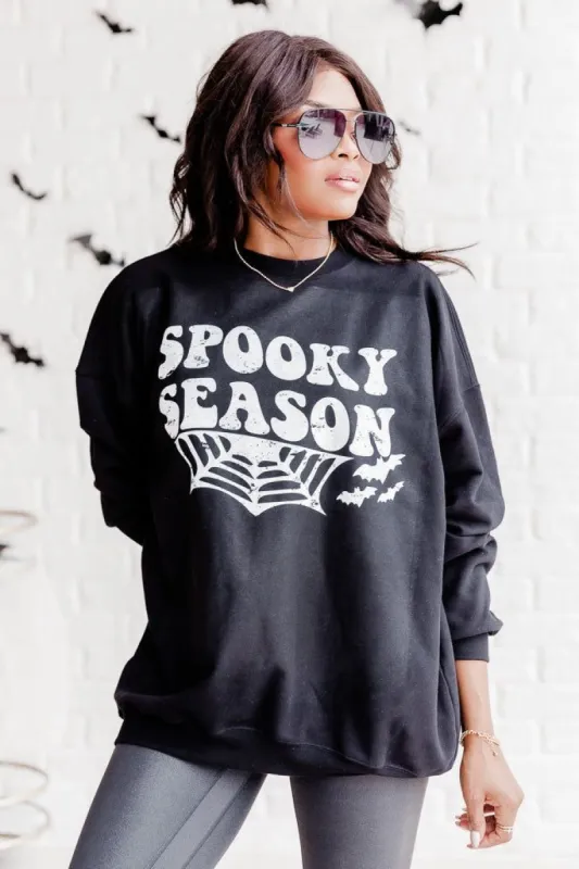 Spooky Season Black Oversized Graphic Sweatshirt sold by Pink Lily