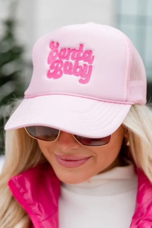 Santa Baby Light Pink Trucker Hat FINAL SALE sold by Pink Lily