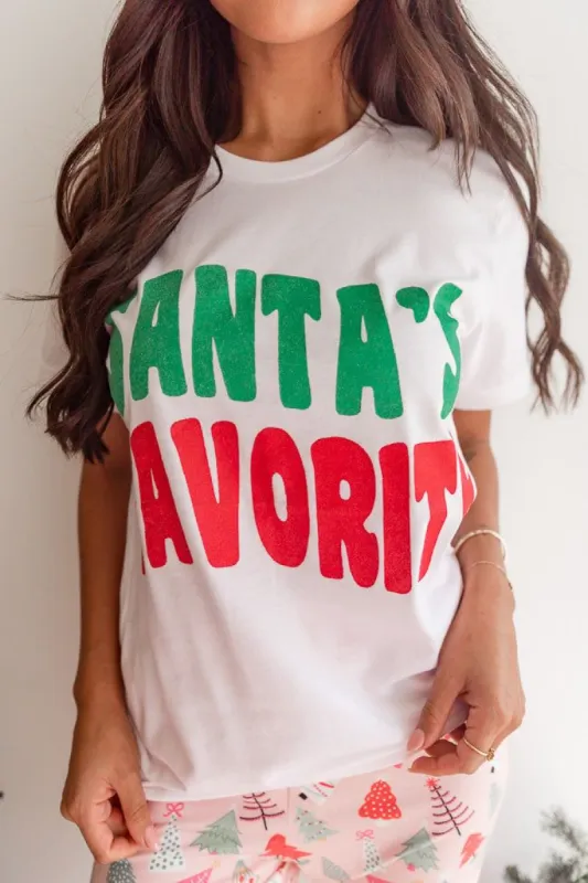 Santa's Favorite White Graphic Tee sold by Pink Lily